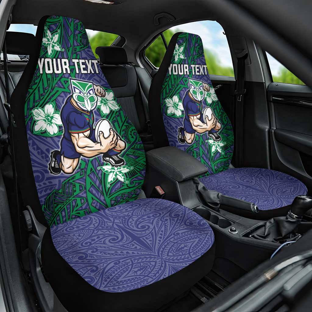 Personalised New Zealand Warriors Car Seat Cover Polynesian Tribal Pattern With Rugby Warrior Mascot Art