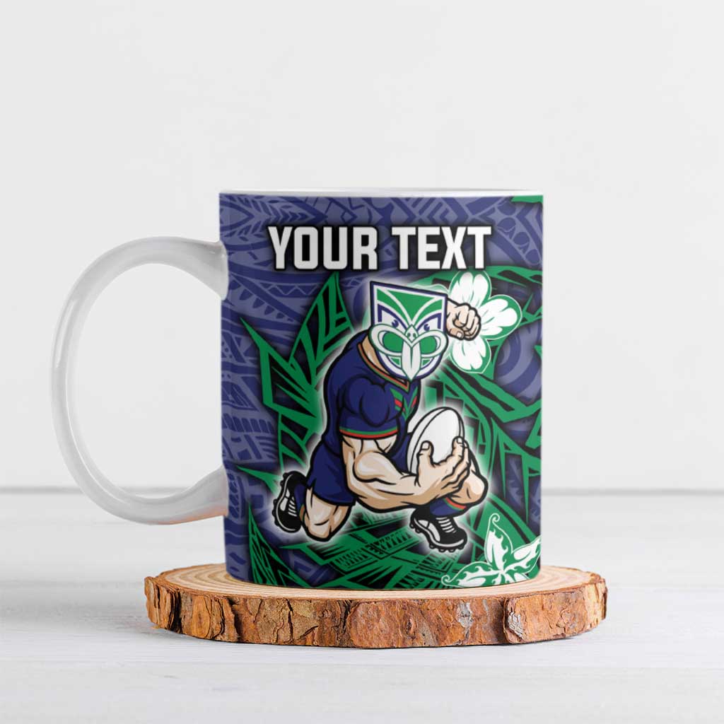 Personalised New Zealand Warriors Ceramic Mug Polynesian Tribal Pattern With Rugby Warrior Mascot Art