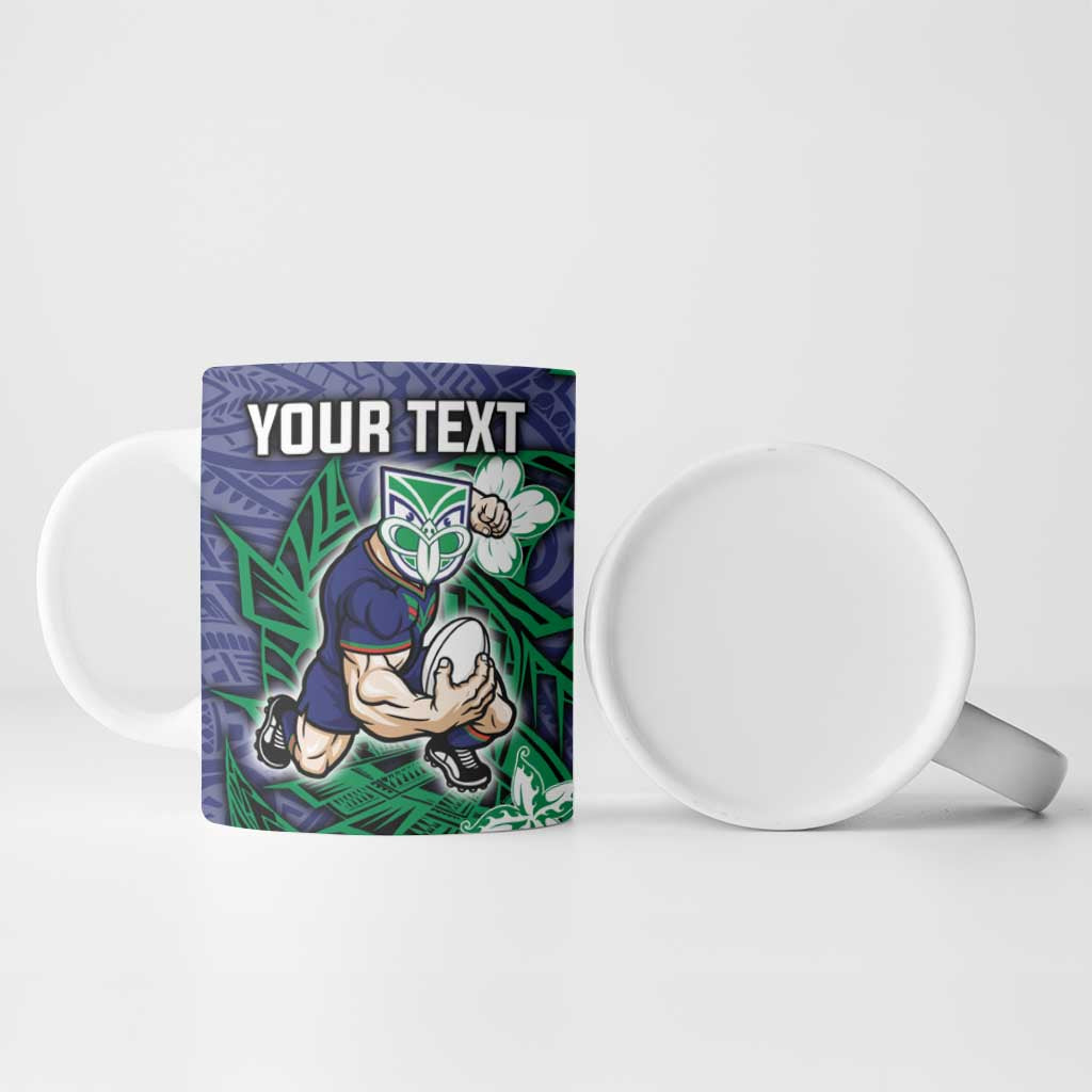 Personalised New Zealand Warriors Ceramic Mug Polynesian Tribal Pattern With Rugby Warrior Mascot Art