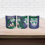 Personalised New Zealand Warriors Ceramic Mug Polynesian Tribal Pattern With Rugby Warrior Mascot Art