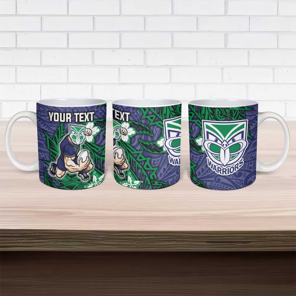 Personalised New Zealand Warriors Ceramic Mug Polynesian Tribal Pattern With Rugby Warrior Mascot Art