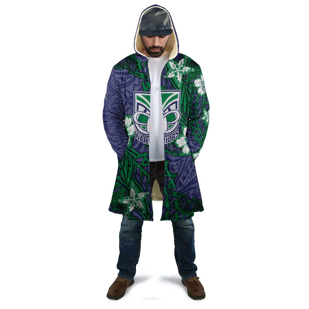 Personalised New Zealand Warriors Cloak Polynesian Tribal Pattern With Rugby Warrior Mascot Art