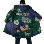 Personalised New Zealand Warriors Cloak Polynesian Tribal Pattern With Rugby Warrior Mascot Art