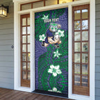 Personalised New Zealand Warriors Door Cover Polynesian Tribal Pattern With Rugby Warrior Mascot Art