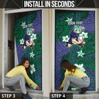 Personalised New Zealand Warriors Door Cover Polynesian Tribal Pattern With Rugby Warrior Mascot Art