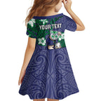 Personalised New Zealand Warriors Family Matching Mermaid Dress and Hawaiian Shirt Polynesian Tribal Pattern With Rugby Warrior Mascot Art