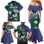 Personalised New Zealand Warriors Family Matching Mermaid Dress and Hawaiian Shirt Polynesian Tribal Pattern With Rugby Warrior Mascot Art