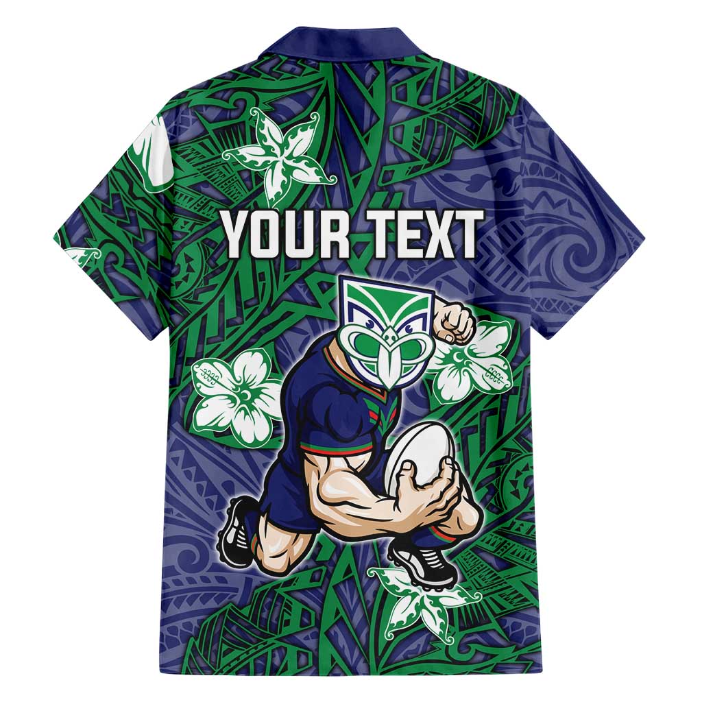 Personalised New Zealand Warriors Family Matching Mermaid Dress and Hawaiian Shirt Polynesian Tribal Pattern With Rugby Warrior Mascot Art
