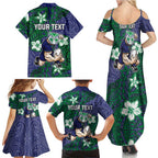Personalised New Zealand Warriors Family Matching Summer Maxi Dress and Hawaiian Shirt Polynesian Tribal Pattern With Rugby Warrior Mascot Art