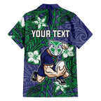 Personalised New Zealand Warriors Family Matching Tank Maxi Dress and Hawaiian Shirt Polynesian Tribal Pattern With Rugby Warrior Mascot Art