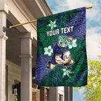 Personalised New Zealand Warriors Garden Flag Polynesian Tribal Pattern With Rugby Warrior Mascot Art