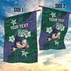 Personalised New Zealand Warriors Garden Flag Polynesian Tribal Pattern With Rugby Warrior Mascot Art