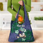 Personalised New Zealand Warriors Grocery Bag Polynesian Tribal Pattern With Rugby Warrior Mascot Art