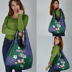 Personalised New Zealand Warriors Grocery Bag Polynesian Tribal Pattern With Rugby Warrior Mascot Art