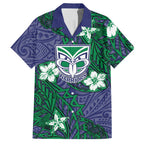 Personalised New Zealand Warriors Hawaiian Shirt Polynesian Tribal Pattern With Rugby Warrior Mascot Art
