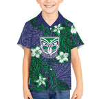 Personalised New Zealand Warriors Hawaiian Shirt Polynesian Tribal Pattern With Rugby Warrior Mascot Art
