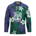 Personalised New Zealand Warriors Hockey Jersey Polynesian Tribal Pattern With Rugby Warrior Mascot Art