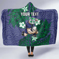 Personalised New Zealand Warriors Hooded Blanket Polynesian Tribal Pattern With Rugby Warrior Mascot Art