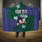 Personalised New Zealand Warriors Hooded Blanket Polynesian Tribal Pattern With Rugby Warrior Mascot Art