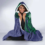 Personalised New Zealand Warriors Hooded Blanket Polynesian Tribal Pattern With Rugby Warrior Mascot Art