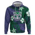 Personalised New Zealand Warriors Hoodie Polynesian Tribal Pattern With Rugby Warrior Mascot Art