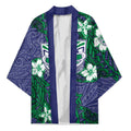Personalised New Zealand Warriors Kimono Polynesian Tribal Pattern With Rugby Warrior Mascot Art