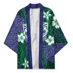 Personalised New Zealand Warriors Kimono Polynesian Tribal Pattern With Rugby Warrior Mascot Art