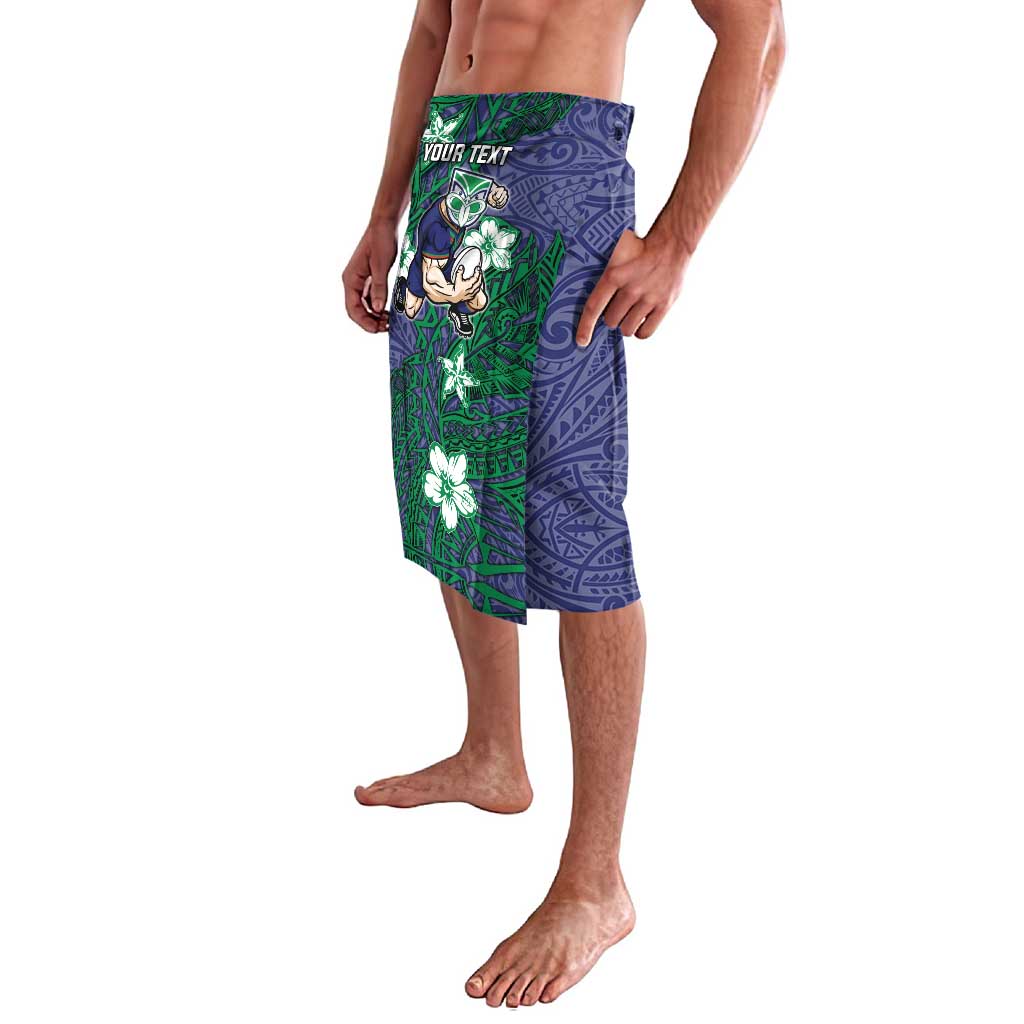 Personalised New Zealand Warriors Lavalava Polynesian Tribal Pattern With Rugby Warrior Mascot Art