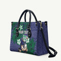 Personalised New Zealand Warriors Leather Bag Polynesian Tribal Pattern With Rugby Warrior Mascot Art