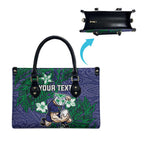 Personalised New Zealand Warriors Leather Bag Polynesian Tribal Pattern With Rugby Warrior Mascot Art