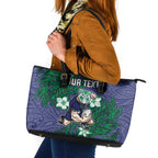 Personalised New Zealand Warriors Leather Tote Bag Polynesian Tribal Pattern With Rugby Warrior Mascot Art