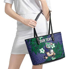 Personalised New Zealand Warriors Leather Tote Bag Polynesian Tribal Pattern With Rugby Warrior Mascot Art