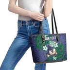 Personalised New Zealand Warriors Leather Tote Bag Polynesian Tribal Pattern With Rugby Warrior Mascot Art