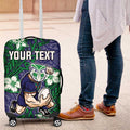 Personalised New Zealand Warriors Luggage Cover Polynesian Tribal Pattern With Rugby Warrior Mascot Art