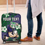 Personalised New Zealand Warriors Luggage Cover Polynesian Tribal Pattern With Rugby Warrior Mascot Art