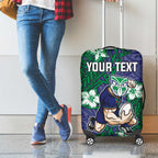 Personalised New Zealand Warriors Luggage Cover Polynesian Tribal Pattern With Rugby Warrior Mascot Art