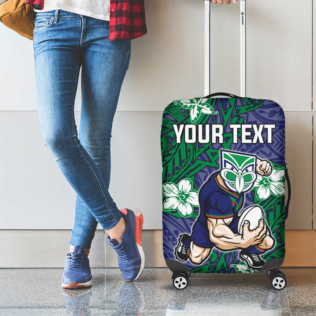 Personalised New Zealand Warriors Luggage Cover Polynesian Tribal Pattern With Rugby Warrior Mascot Art