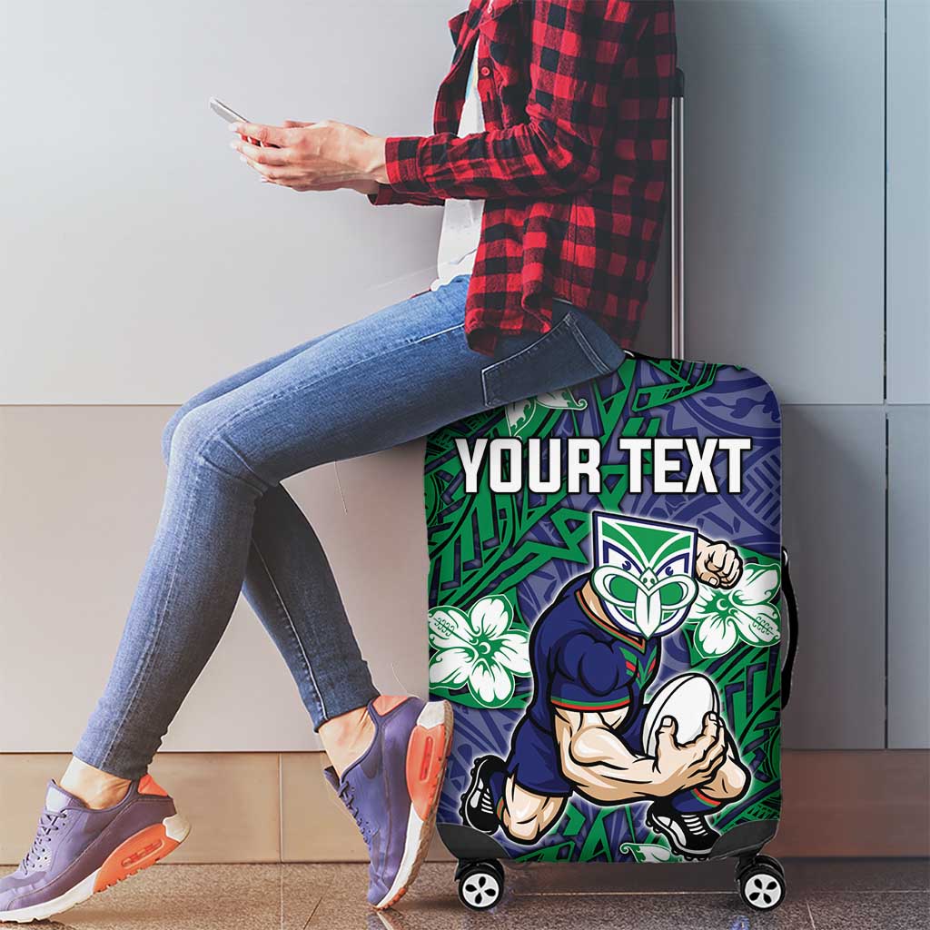 Personalised New Zealand Warriors Luggage Cover Polynesian Tribal Pattern With Rugby Warrior Mascot Art