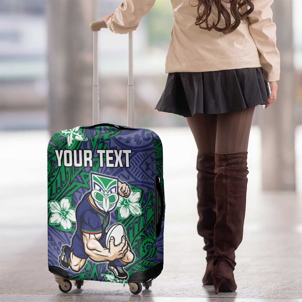 Personalised New Zealand Warriors Luggage Cover Polynesian Tribal Pattern With Rugby Warrior Mascot Art
