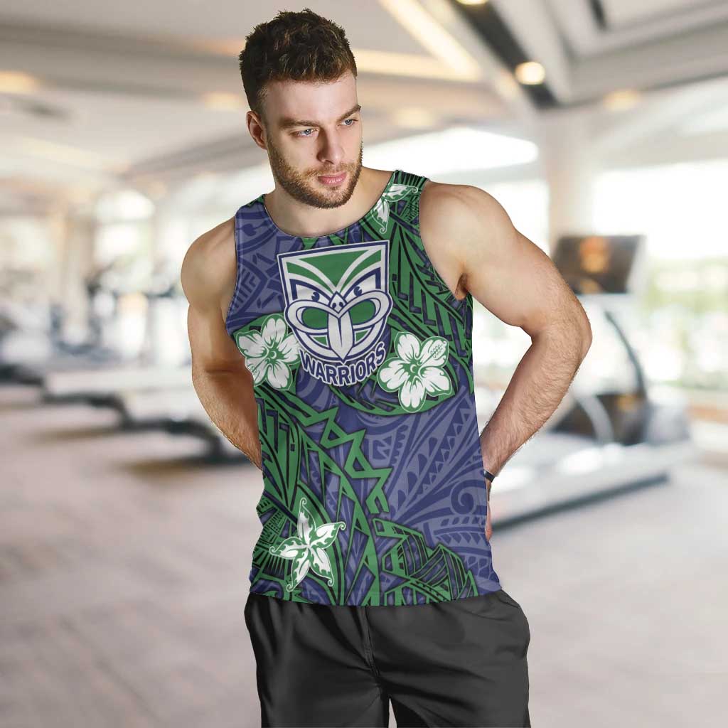 Personalised New Zealand Warriors Men Tank Top Polynesian Tribal Pattern With Rugby Warrior Mascot Art