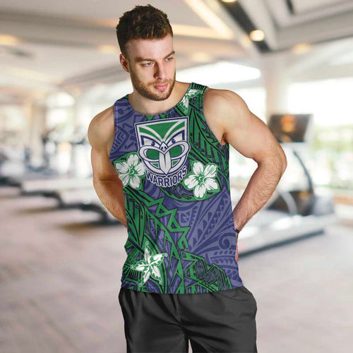 Personalised New Zealand Warriors Men Tank Top Polynesian Tribal Pattern With Rugby Warrior Mascot Art
