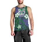 Personalised New Zealand Warriors Men Tank Top Polynesian Tribal Pattern With Rugby Warrior Mascot Art