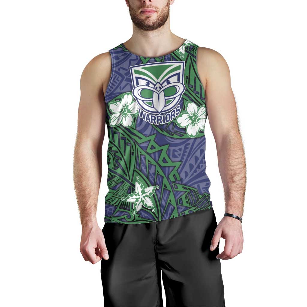 Personalised New Zealand Warriors Men Tank Top Polynesian Tribal Pattern With Rugby Warrior Mascot Art