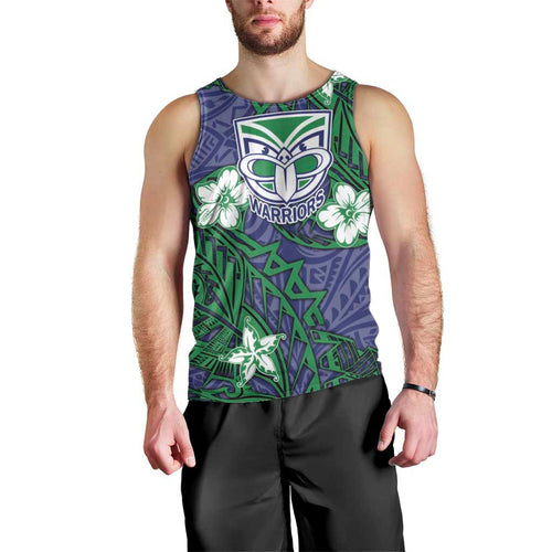 Personalised New Zealand Warriors Men Tank Top Polynesian Tribal Pattern With Rugby Warrior Mascot Art
