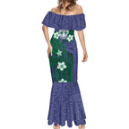 Personalised New Zealand Warriors Mermaid Dress Polynesian Tribal Pattern With Rugby Warrior Mascot Art