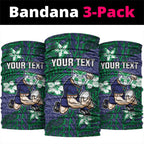 Personalised New Zealand Warriors Neck Gaiter Polynesian Tribal Pattern With Rugby Warrior Mascot Art
