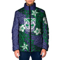 Personalised New Zealand Warriors Padded Jacket Polynesian Tribal Pattern With Rugby Warrior Mascot Art