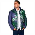 Personalised New Zealand Warriors Padded Jacket Polynesian Tribal Pattern With Rugby Warrior Mascot Art