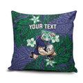 Personalised New Zealand Warriors Pillow Cover Polynesian Tribal Pattern With Rugby Warrior Mascot Art