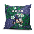 Personalised New Zealand Warriors Pillow Cover Polynesian Tribal Pattern With Rugby Warrior Mascot Art